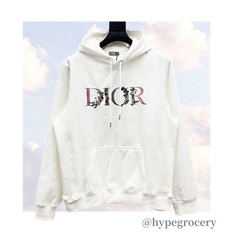 dior flower embroidered hoodie|designer hoodie with white flowers.